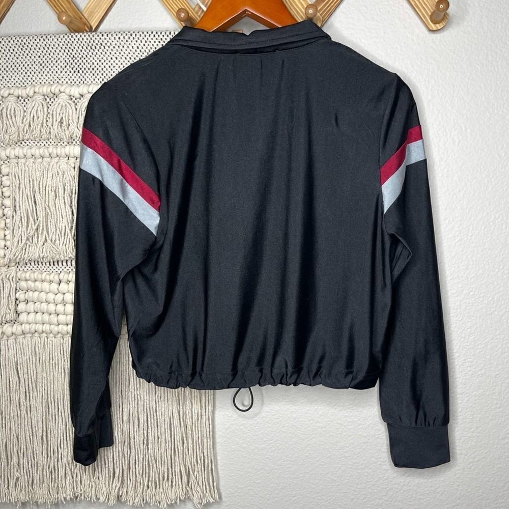Emory Park Black Striped Cropped Track Jacket - Picture 2 of 6